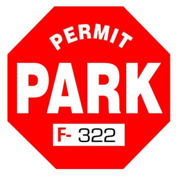 Parking Permit Static Cling Octagon, Red, 2-1/4 Diameter Package Of 100