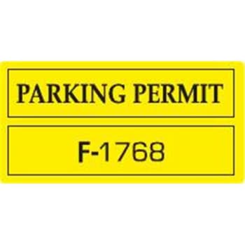 Parking Permit Window Stickers, Yellow, 3 X 1-1/2, Package Of 100