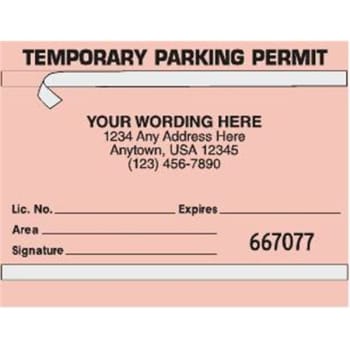Image for Temporary Window Parking Permit Cards, Salmon, 4-1/4 X 3-1/4, Package Of 100 from HD Supply
