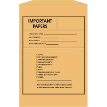 Move-In Envelopes, 10 X 15, Package Of 100