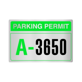 Image for Parking Permit Bumper Stickers, Chrome/Green, 3 x 2, Package of 100 from HD Supply