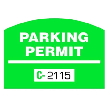 Image for Parking Permit Static Cling Arch, Green, 2-1/2 X 1-3/4" Package Of 100 from HD Supply