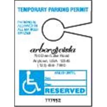 Image for Temporary Parking Tags, Handicapped, 2-3/4 X 3-3/4, Package Of 100 from HD Supply
