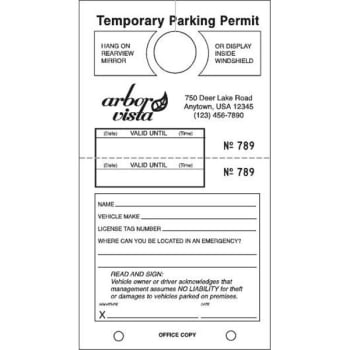 Image for Temporary Parking Tag, Large Instructions, White, 4-1/4x7-3/4, Package Of 100 from HD Supply