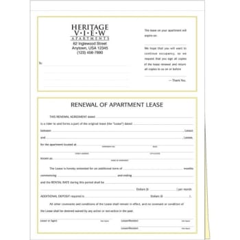 Image for 2-Part Apartment Lease Renewal, 8-1/2 X 11, Package Of 100 from HD Supply