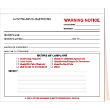 Image for 3-Part Warning Notices, 8-1/2 x 7, Package Of 100 from HD Supply