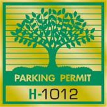 Parking Permit Window Stickers, Green/gold Foil Tree, Package Of 100