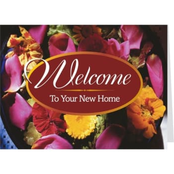 Personalized  Card, Welcome/flowers Design, No Envelope Imprint Package Of 50