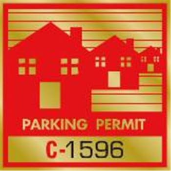 Image for Parking Permit Window Stickers, Red/gold Foil House, Package Of 100 from HD Supply