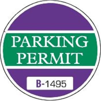 Image for Parking Permit Bumper Stickers, Purple/Green, 3 Diameter, Package of 100 from HD Supply