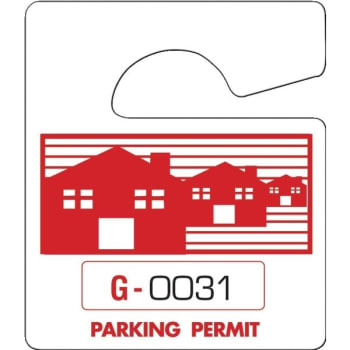 Plastic Parking Permit Tags, Red Houses, 2-1/2 X 3, Package Of 100