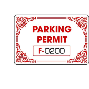 Image for Parking Permit Window Stickers, Border Design, Red, 3 X 2, Package Of 100 from HD Supply