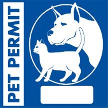 Pet Permit Inside Sticker, Blue Square, 3 X 3, Package Of 100