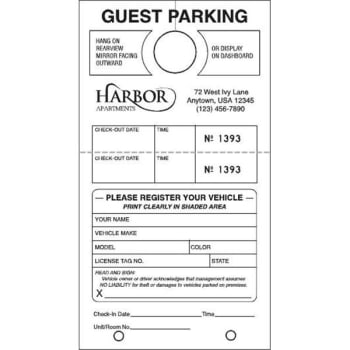 Image for Guest Parking Tags, White, 4-1/4 x 7-3/4, Package of 100 from HD Supply