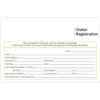 Personalized Visitor Registration Cards Package Of 100