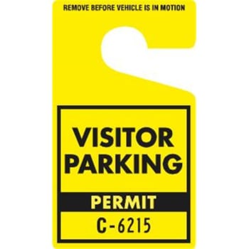 Plastic Parking Permit Tags, Solid Yellow/Black, Large, Package of 100