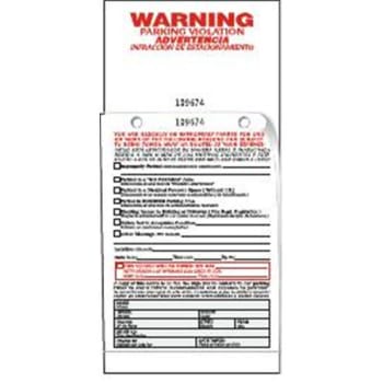 Parking Violation Tags, Bilingual With Tow Date, 4-1/4 X 8-1/2, Book Of 50