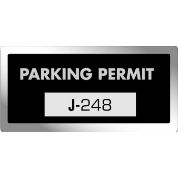 Parking Permit Stickers, Chrome/black, 3 X 1-1/2, Package Of 100