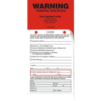 Image for Parking Violation Tags, Orange & White, Package Of 100 from HD Supply