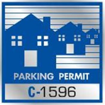 Parking Permit Window Stickers, Blue/silver Foil House, Package Of 100