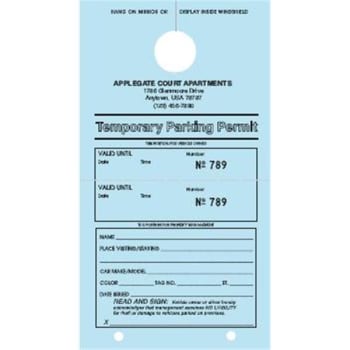 Image for Temporary Parking Tags, Blue, 4-1/4 x 7-3/4, Package of 100 from HD Supply
