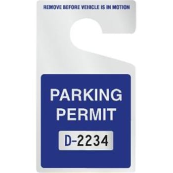 Image for Plastic Parking Permit Tags, Reflective, Blue Square, Large, Package Of 100 from HD Supply