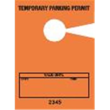 Image for Small Temporary Parking Tags, Orange, 2-3/4" X 3-3/4", Package Of 100 from HD Supply
