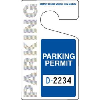 Hologram Plastic Parking Permit Tags, Blue, 2 3/4 X 4 3/4, Package Of 100