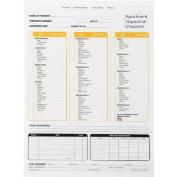 Image for Apartment Inspection Checklist Form, Duplicate, Package Of 100 from HD Supply