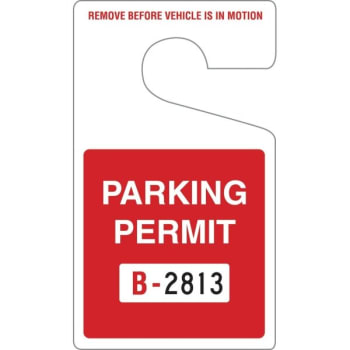 Non-Reflective Plastic Parking Permit Tags, Red Square, Large, Package Of 100