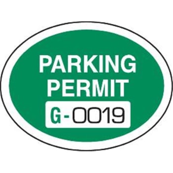 Parking Permit Static Cling, Green, 2 x 1-1/2, Package of 100