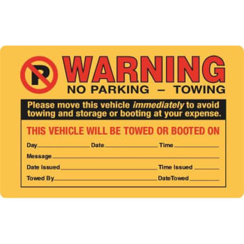 Image for Parking Violation Sticker Warning Tow, Orange, 8 X 5", Package Of 100 from HD Supply