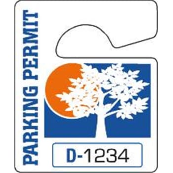 Non-Reflective Plastic Parking Permit Tags, Blue/Orange, Small, Package of 100