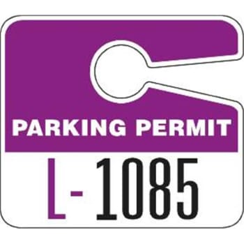 Image for Plastic Parking Permit Tags, With Jumbo 1 Numbers, Purple, Package Of 100 from HD Supply