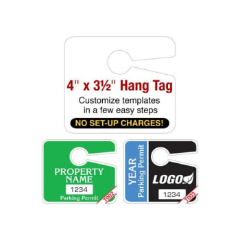 Image for Custom Plastic Hang Tag Parking Permit, Jumbo, Package Of 100 from HD Supply