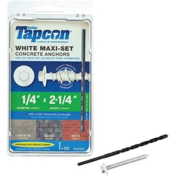 Image for Tapcon 1/4 In X 2-1/4 In Maxi-Set White Hex-Head Concrete Anchors Package Of 50 from HD Supply
