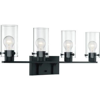 Image for Nuvo Lighting Sommerset 30 In 4-Light Matte Black Vanity Light With Glass Shades from HD Supply