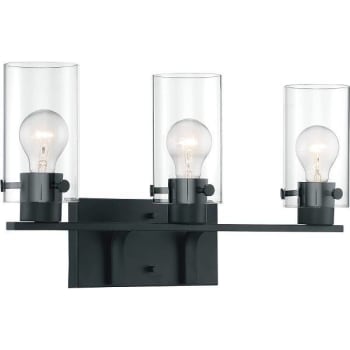 Image for Nuvo Lighting Sommerset 21 In 3-Light Matte Black Vanity Light With Glass Shades from HD Supply