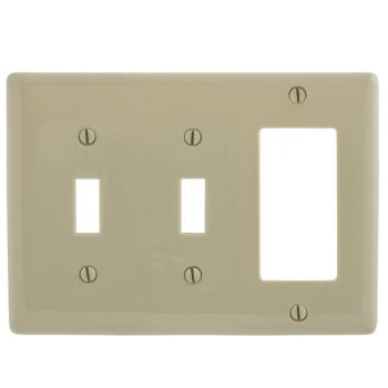 Hubbell 3-Gang Ivory Toggle And Decorator Wall Plate
