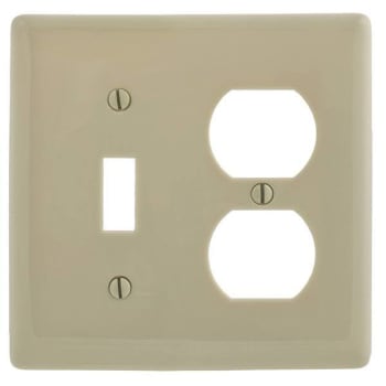 Image for Hubbell Wiring 2-Gang Ivory Toggle And Duplex Wall Plate from HD Supply