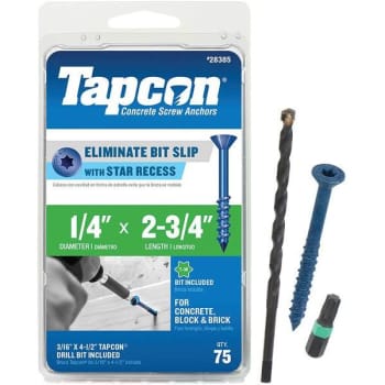 Image for Tapcon 1/4 In X 2-3/4 In Star Flat-Head Concrete Anchors Package Of 75 from HD Supply