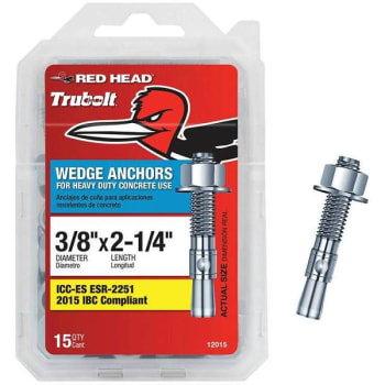 Image for Red Head 3/8 In X 2-1/4 In Steel Hex Head Concrete Wedge Anchors Package Of 15 from HD Supply