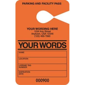 Image for Temporary Parking Pass, Orange, 3-1/2 x 5-1/2, Package of 100 from HD Supply