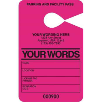 Image for Temporary Parking Pass, Pink, 3-1/2 x 5-1/2, Package of 100 from HD Supply