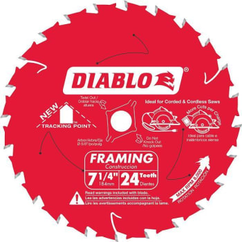 Image for Diablo Tools Tracking Point 7-1/4 In X 24-Tooth Framing Circular Saw Blade from HD Supply