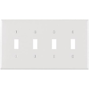 Image for Leviton White 4-Gang Toggle Wall Plate from HD Supply