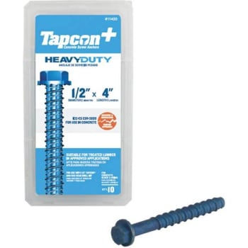 Image for Tapcon 1/2 In X 4 In Steel Hex Washer-Head Concrete Anchors, Package Of 10 from HD Supply