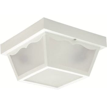 Image for 8.25 In 1-Light White Square Outdoor Ceiling Flush Mount Fixture from HD Supply