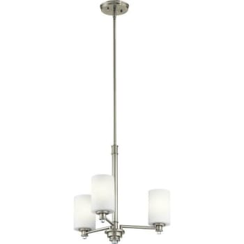 Kichler 3-Light Chandelier With Shades Brushed Nickel