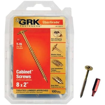 Grk Fasteners #8 X 2 In Star Drive Washer Head Cabinet Wood Screw Package Of 100